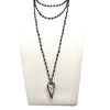 Black Wire Wrap Crystal Clear Heart Charm Necklace