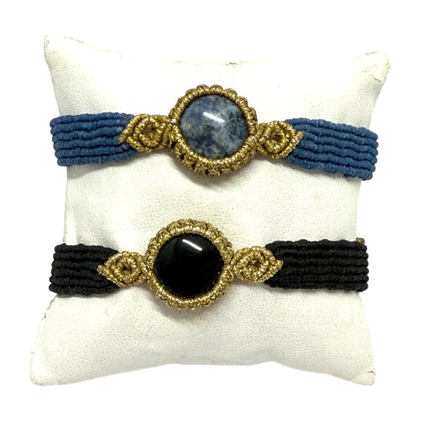Silk Woven Natural Stone Adjustable Bracelets
