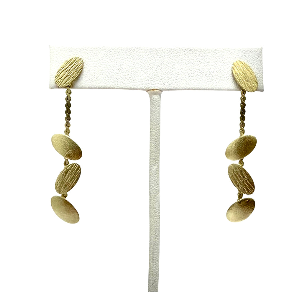 Handmade Gold Phylo Oval Drop Earrings from Greece