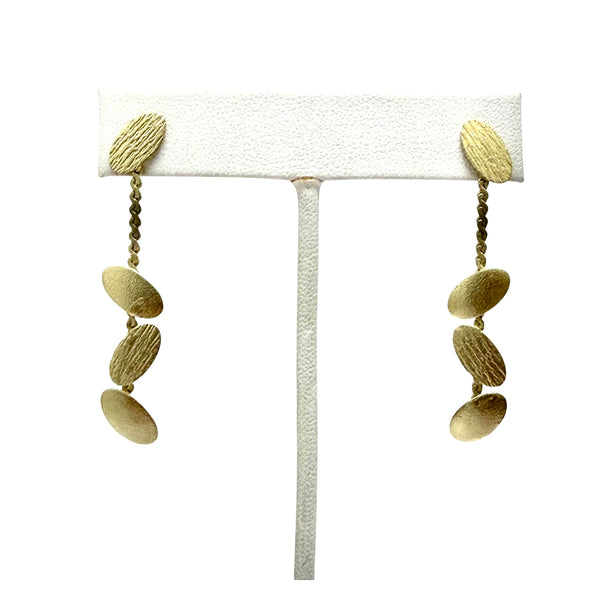 Handmade Gold Phylo Oval Drop Earrings from Greece