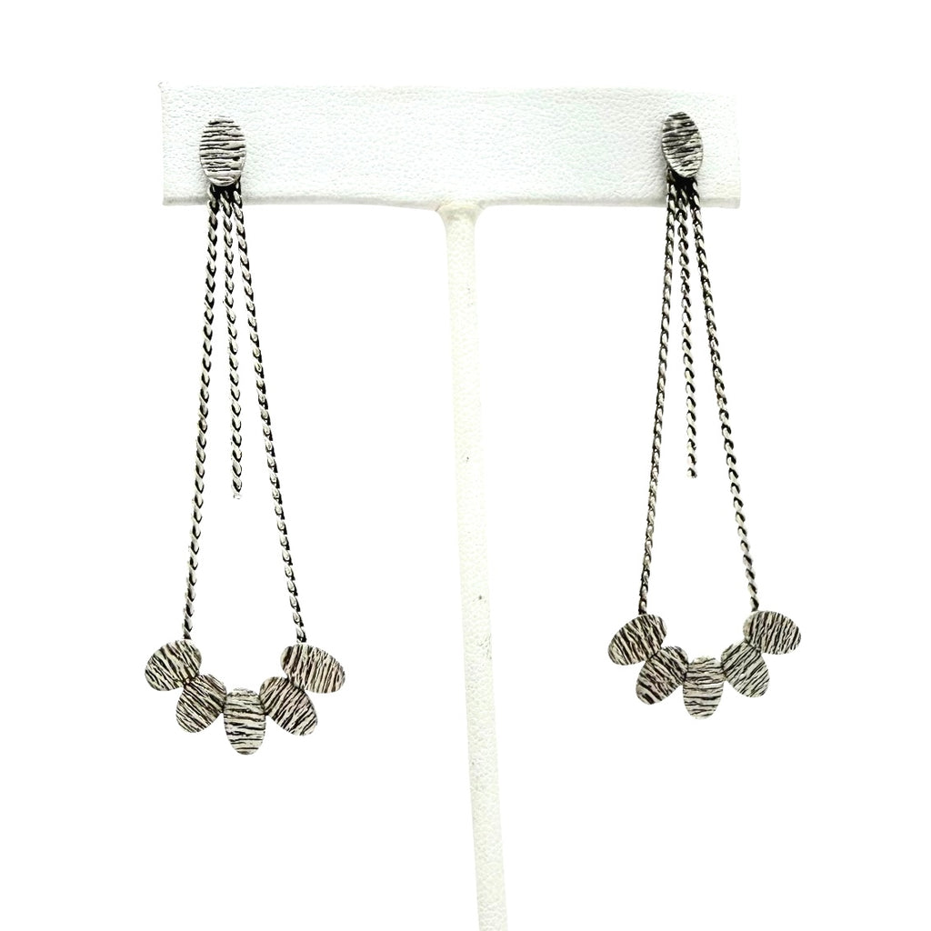 Handmade Silver Clio Oval Drop Earrings from Greece