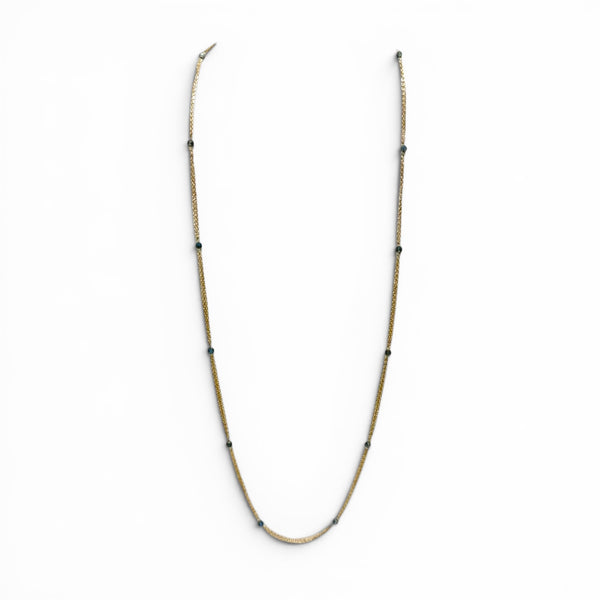 Gold Chain Necklace with Gray/Blue Beads