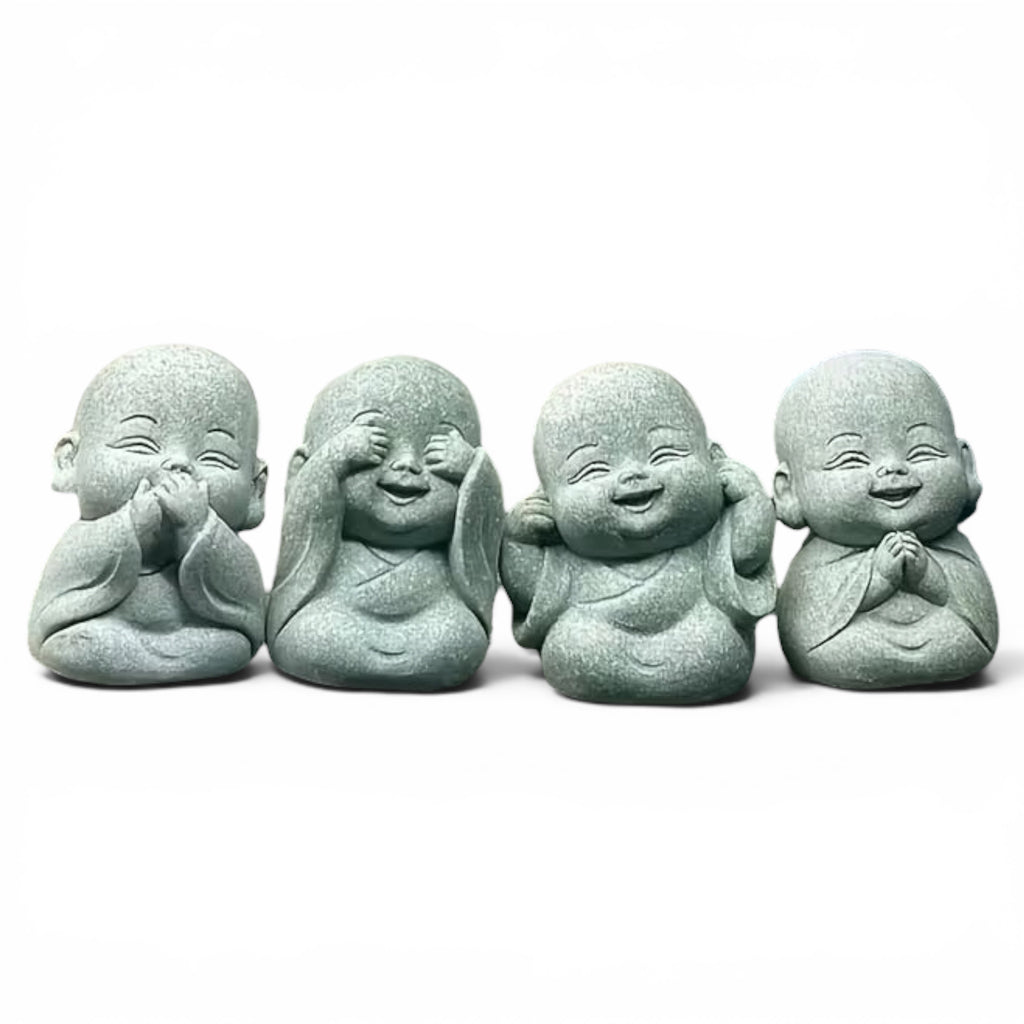 Set of Four Charming Miniature Buddha Statues