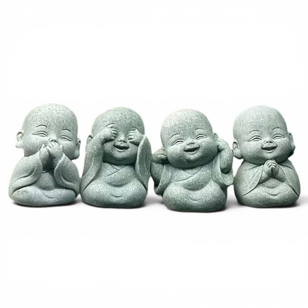 Set of Four Charming Miniature Buddha Statues