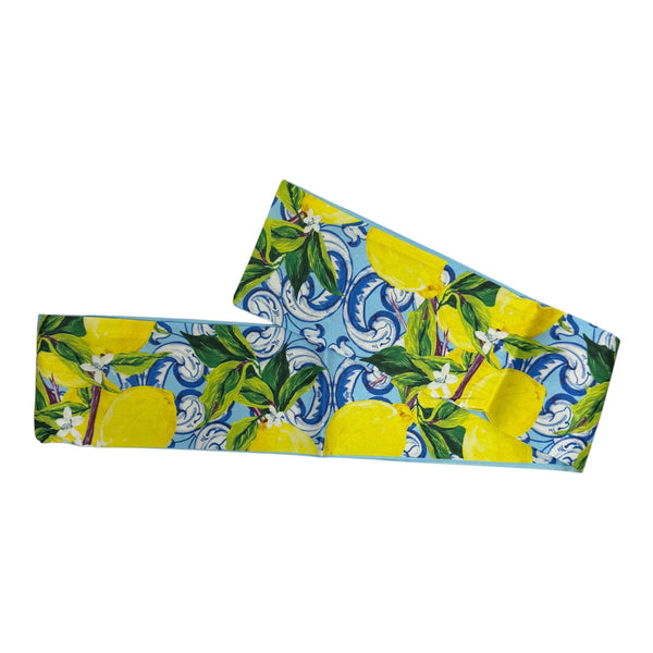 Double-Sided Blue and Yellow Skinny Decorative Scarf