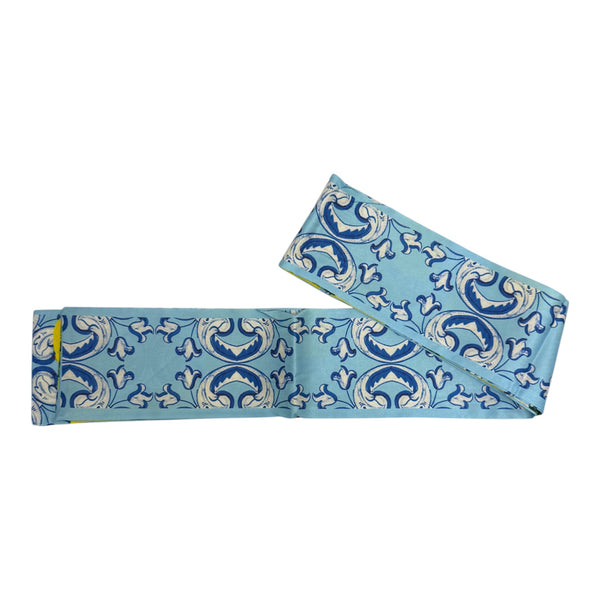 Double-Sided Blue and Yellow Skinny Decorative Scarf