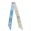 Double-Sided Blue and Yellow Skinny Decorative Scarf