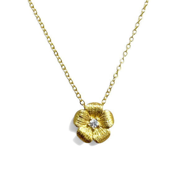 Begonia Gold Necklace with Cz Center