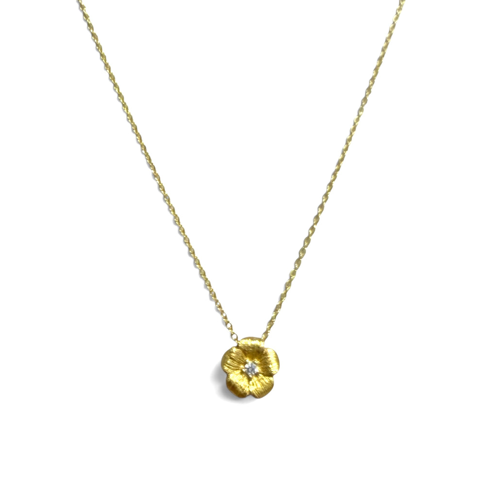Begonia Gold Necklace with Cz Center