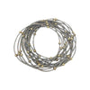 Set of 13 Silver Piano Wire and 4mm Gold Ball Bracelet