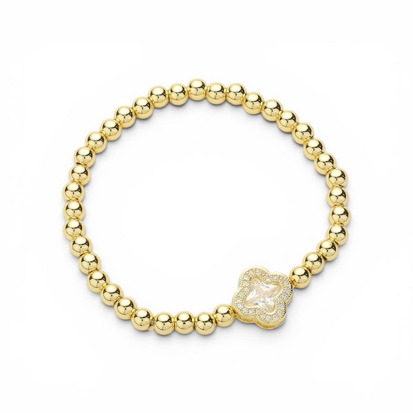 Quatrefoil Ball Beaded Stretch Bracelet