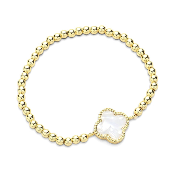 Quatrefoil Ball Beaded Stretch Bracelet