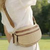 Raffia Double Zip Crossbody Bag