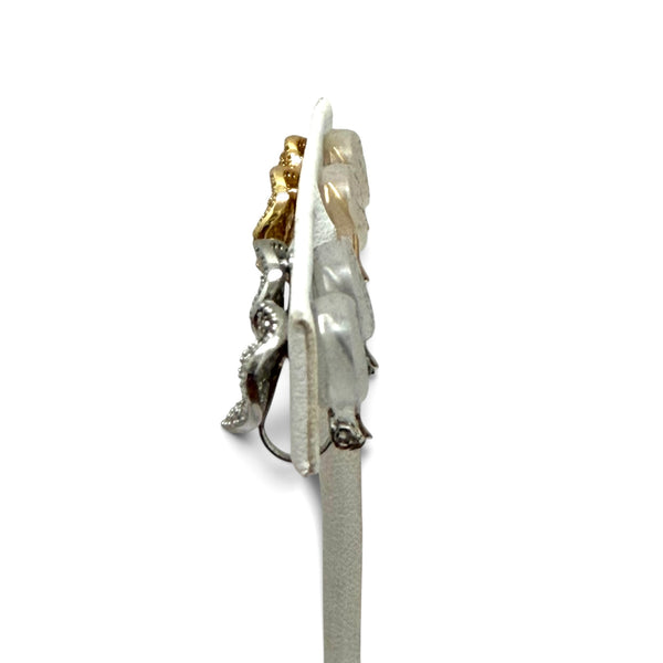 Wavy Pave Disc Clip On Earrings