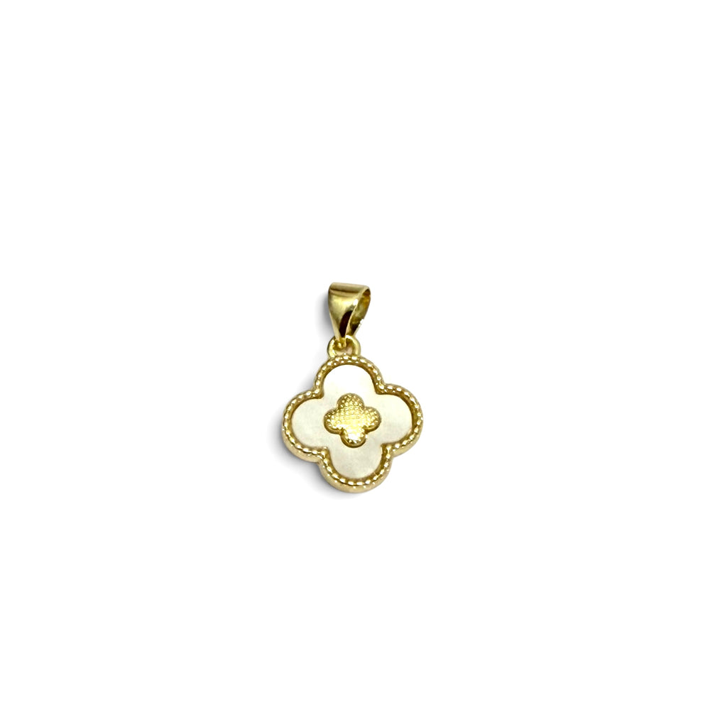 Mother of Pearl and Gold Clover Charm
