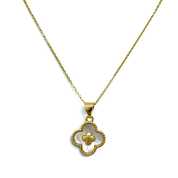 Mother of Pearl and Gold Clover Charm