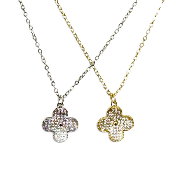 Pretty CZ Clover Necklace