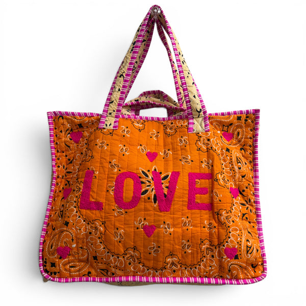 Love Bandana Quilted Tote Bag