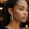 Marquis and Round CZ Silver Hoops