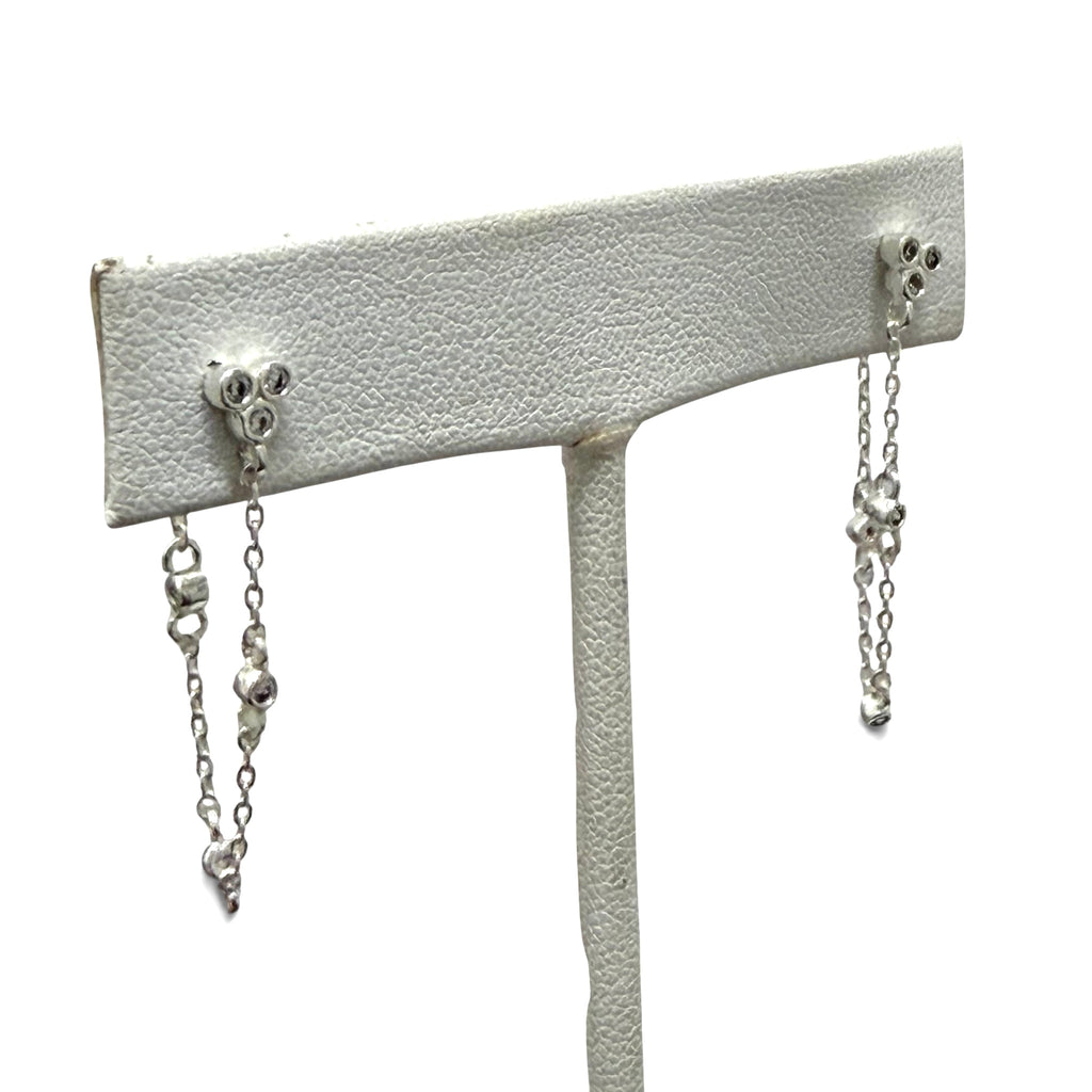 Silver Chain and Bezel Post Earrings