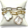 Gold Dipped Quatrefoil Charm Paperclip Bracelet