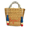Handwoven Bag with Embroidered Bonjour