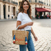 Handwoven Bag with Embroidered Bonjour