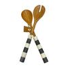 Striped Marble/Wood Salad Servers