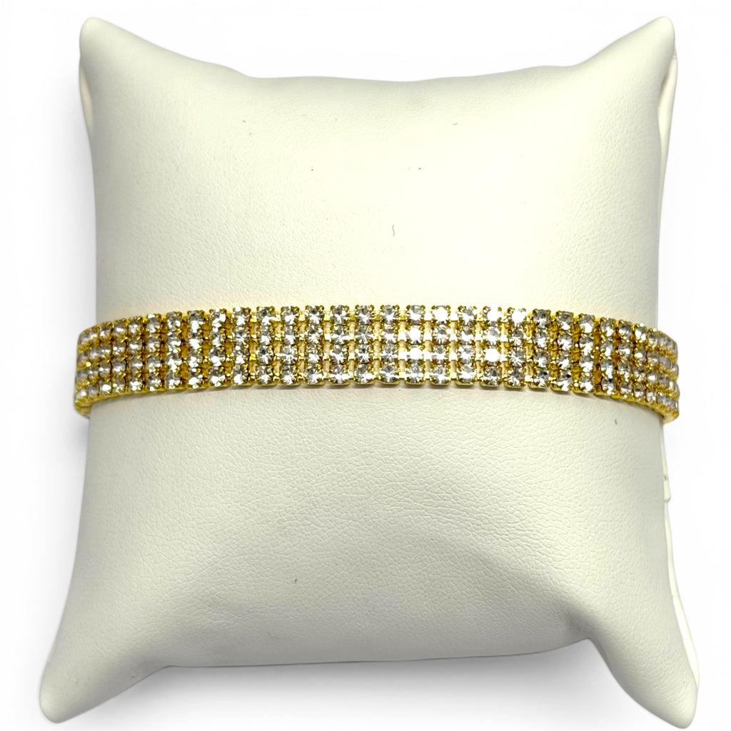 Multi-Row Pave Bracelet In Gold Tone Setting