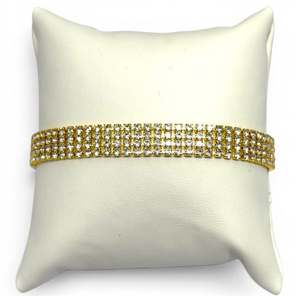 Multi-Row Pave Bracelet In Gold Tone Setting