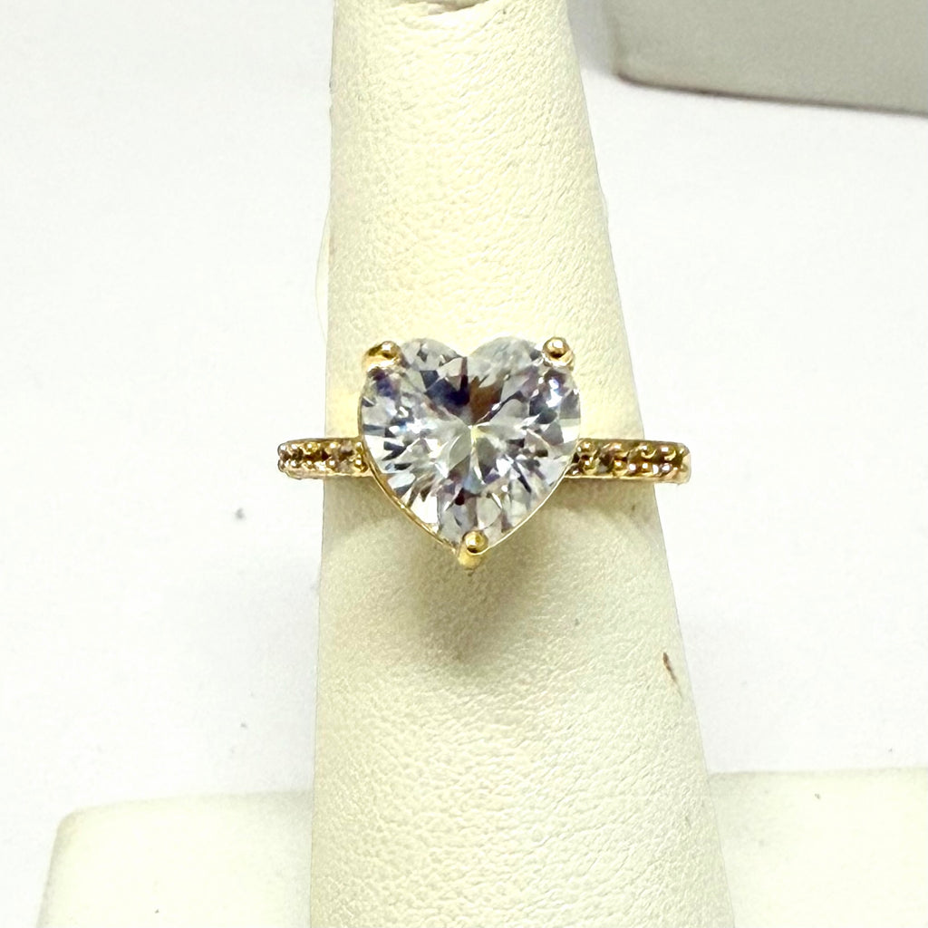 Heart Cut Solitaire Ring With Pave Band