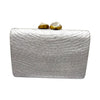 Metallic Light Silver Rectangle Clutch | LIKHÂ