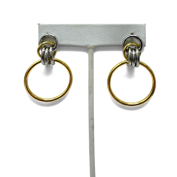 Two Tone Hoops Away Post Earings