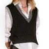 Elan Contrast Trim Chunky Knit Sweater Vest