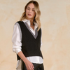Elan Contrast Trim Chunky Knit Sweater Vest