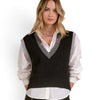 Elan Contrast Trim Chunky Knit Sweater Vest