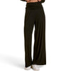 Foldover-Waist With Wide Leg Black Pants