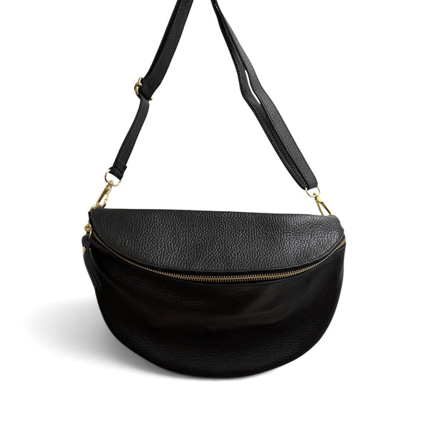 Pebbled Italian Leather Sling Bag