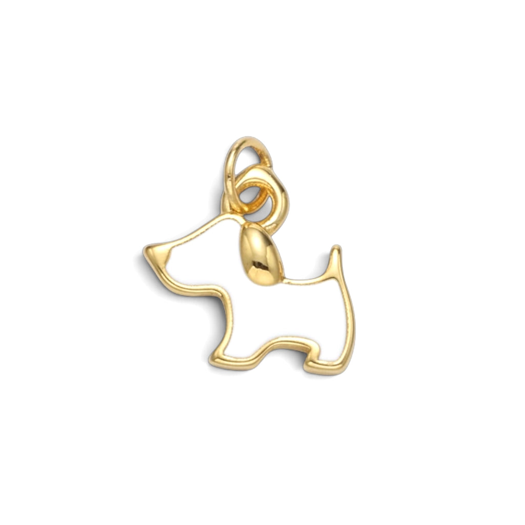 Mini White Enamel Dog Charm