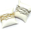 Set of 5 Pearl and Metal Bar Stretch Bracelets
