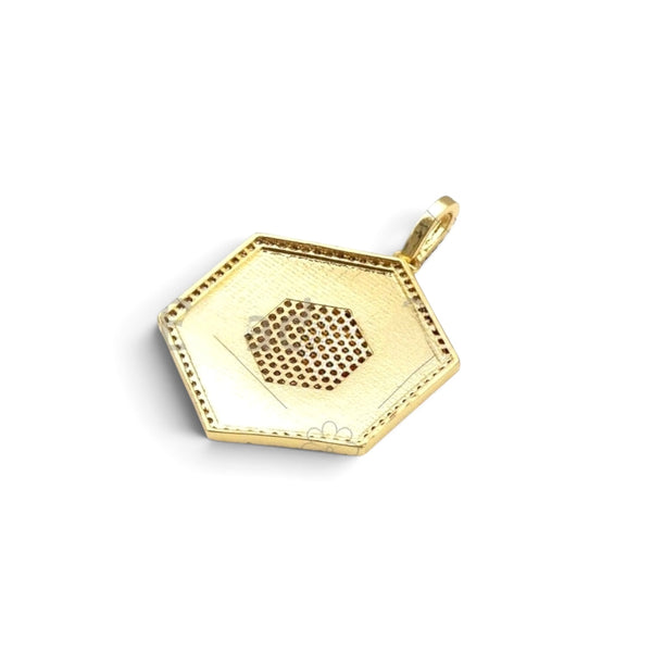 18k Pave Hexagon Charm