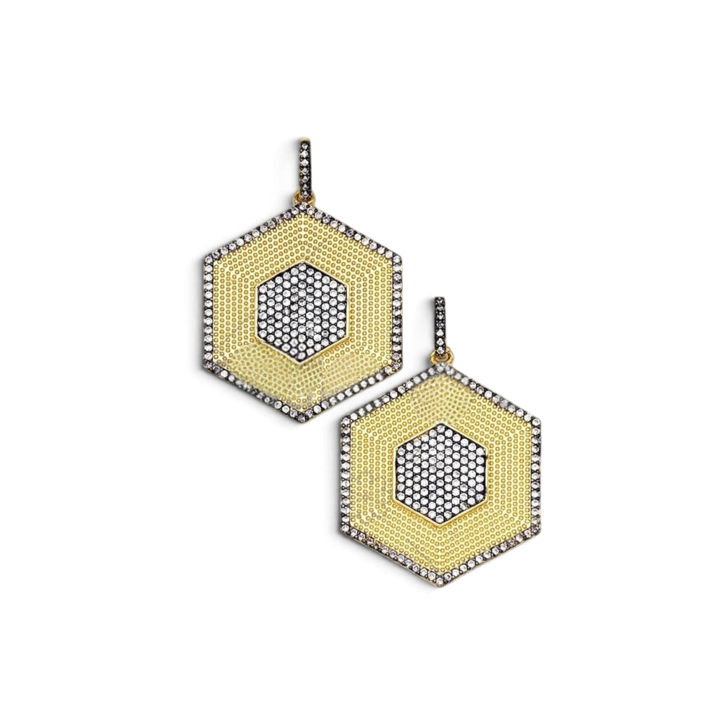18k Pave Hexagon Charm