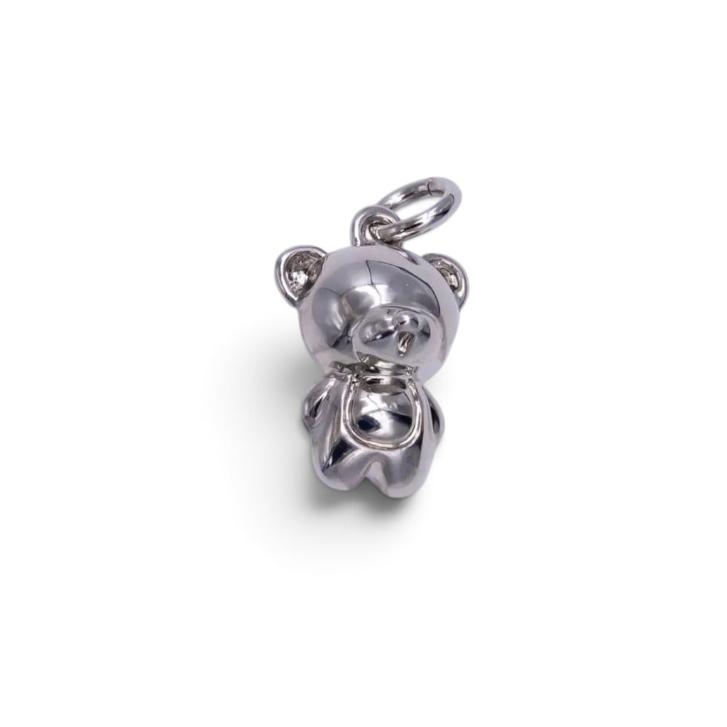 Mini Silver Smiling Teddy Bear Charm