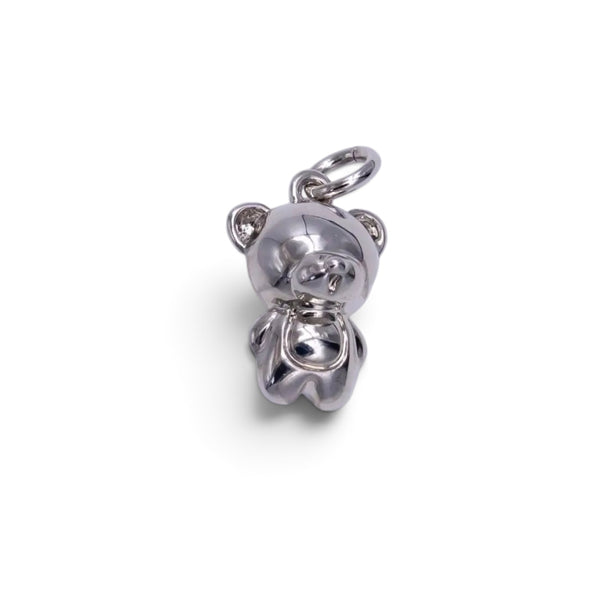 Mini Silver Smiling Teddy Bear Charm
