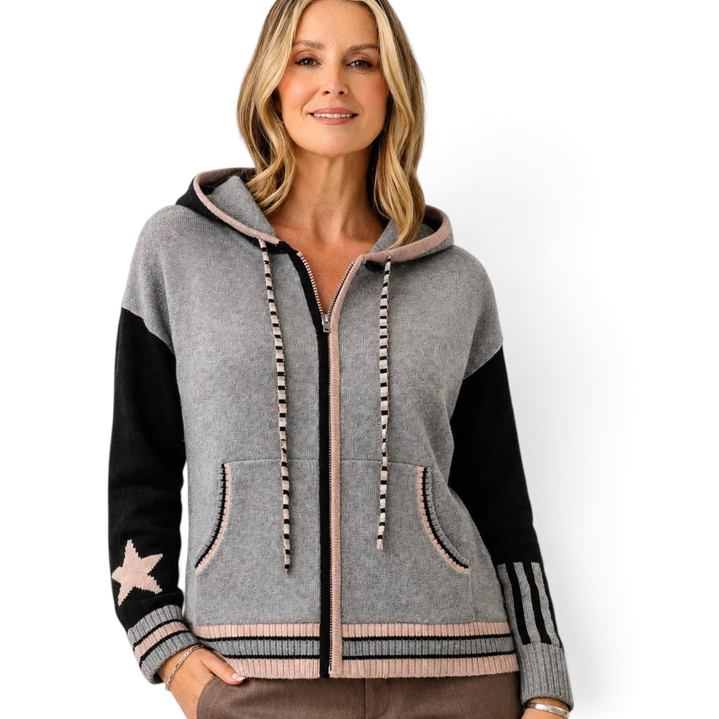 Zaket & Plover Zip Up Star Hoodie Sweater