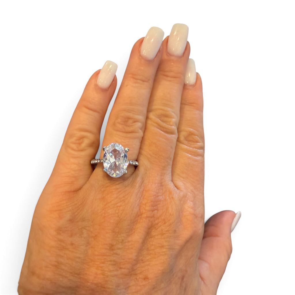 Beautiful CZ Elliptical shaped Engagement Ring