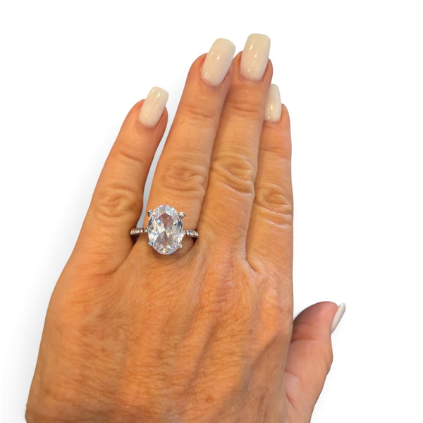 Beautiful CZ Elliptical shaped Engagement Ring