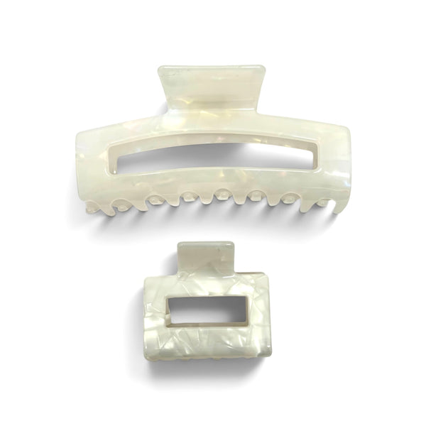 White Pearl Rectangle Hair Clips from Paris