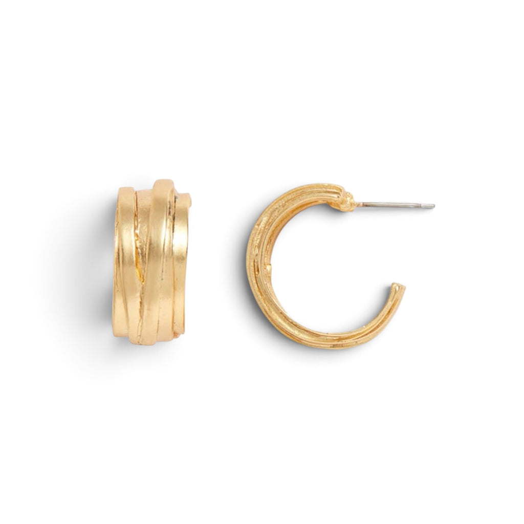 Small Overlap Hoop Earrings - 24K Gold Plated