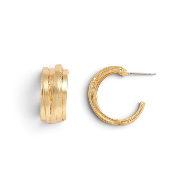 Small Overlap Hoop Earrings - 24K Gold Plated